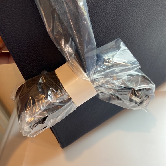 MCM Navy Leather Messenger Tote Bag with Camo Print - Picture 9 of 12